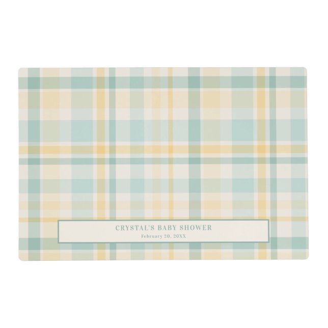 Pastel Plaid Baby Shower Placemat (Front)