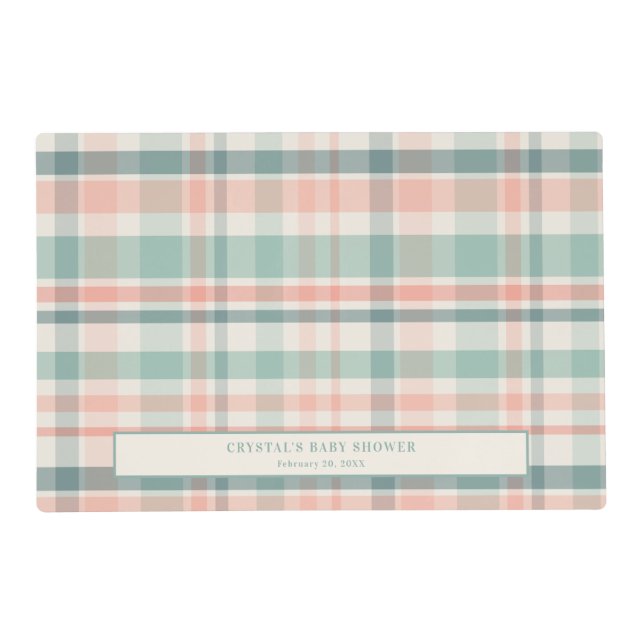 Pastel Plaid Baby Shower Placemat (Front)