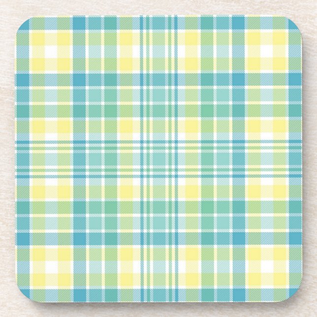 Pastel Plaid Beverage Coaster (Front)