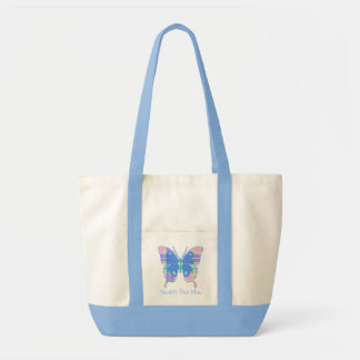Pastel Plaid Butterfly Canvas Tote Bag