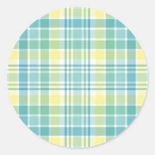 Pastel Plaid Classic Round Sticker