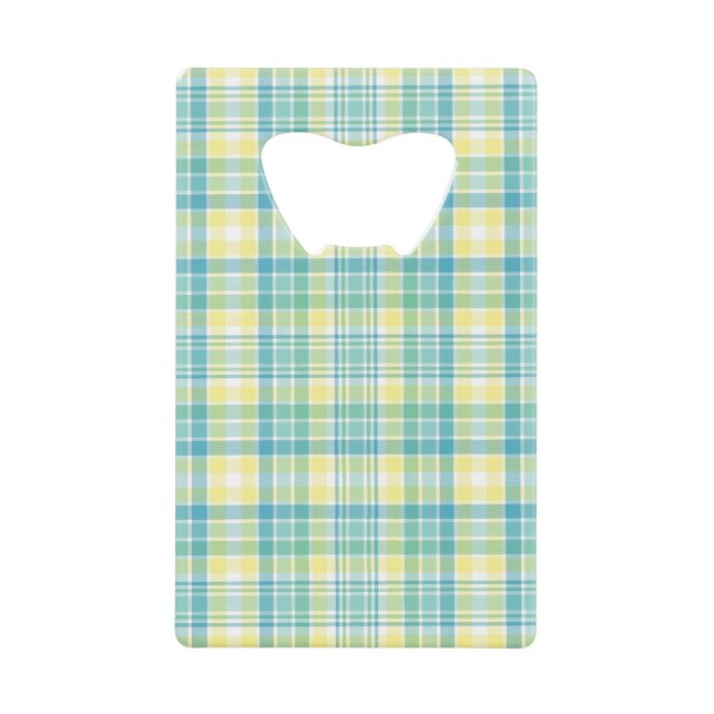 Pastel Plaid Credit Card Bottle Opener (Front)