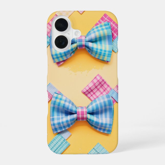 Pastel Plaid Cute Bow Tie iPhone Case (Back)