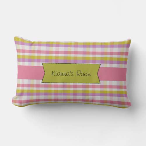 Pastel Plaid Cute Girls Lumbar Pillow