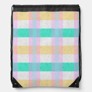Pastel Plaid Design Drawstring Bag