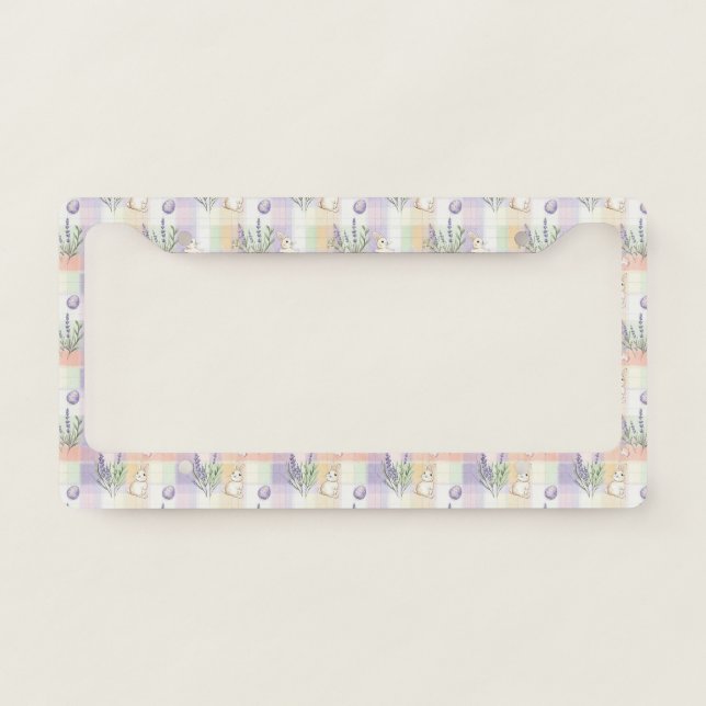 Pastel Plaid Easter Bunny Pattern (1) License Plate Frame (Front)