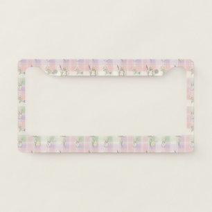 Pastel Plaid Easter Bunny Pattern (2) License Plate Frame