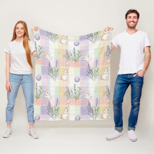 Pastel Plaid Easter Bunny Pattern Fleece Blanket
