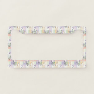 Pastel Plaid Easter Bunny Pattern License Plate Frame