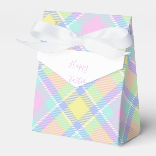 Pastel plaid Easter Favor Boxes (Front Side)