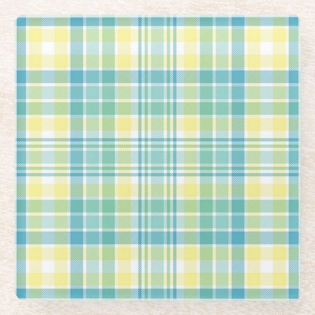 Pastel Plaid Glass Coaster (Front)