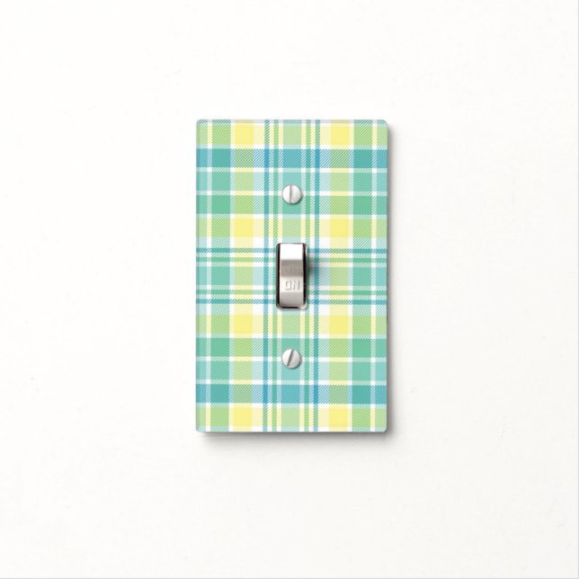 Pastel Plaid Light Switch Cover (In Situ)