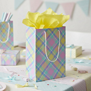 Pastel plaid  medium gift bag