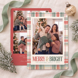 Pastel Plaid Merry and Bright Photo Card