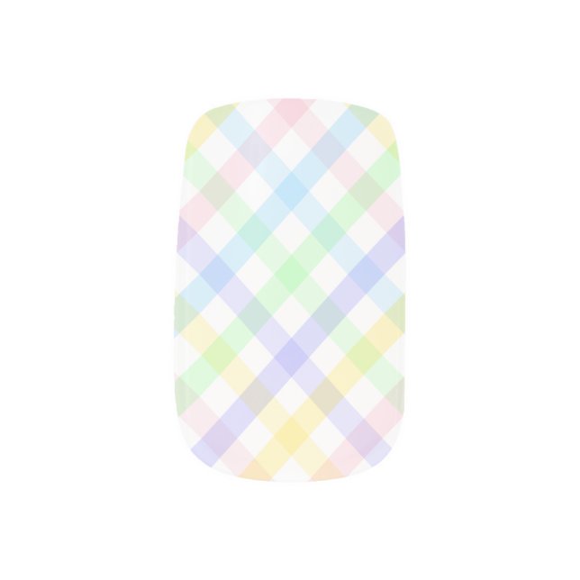 Pastel Plaid Minx Nail Art (Left Thumb)