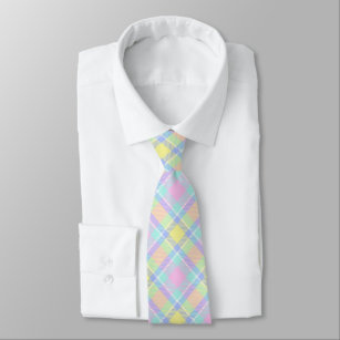 Pastel plaid neck tie