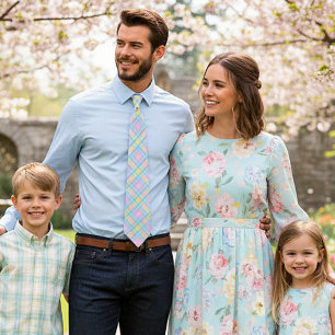 Pastel plaid neck tie