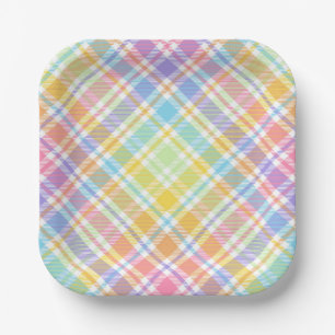 Pastel Plaid Paper Plates