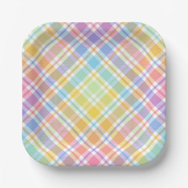 Pastel Plaid  Paper Plates (Front)