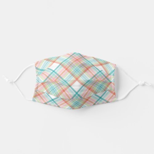 pastel plaid pattern cute adult cloth face mask