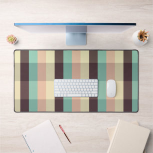 Pastel plaid pattern in horizontal stripes desk mat