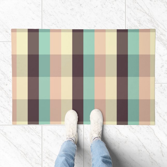 Pastel plaid pattern in  horizontal stripes doormat (Indoor)