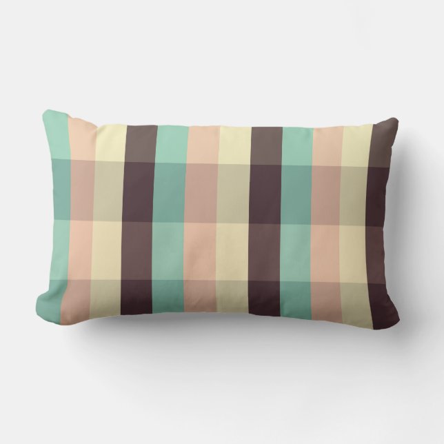 Pastel plaid pattern in  horizontal stripes lumbar pillow (Front)