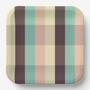 Pastel plaid pattern in horizontal stripes paper plates
