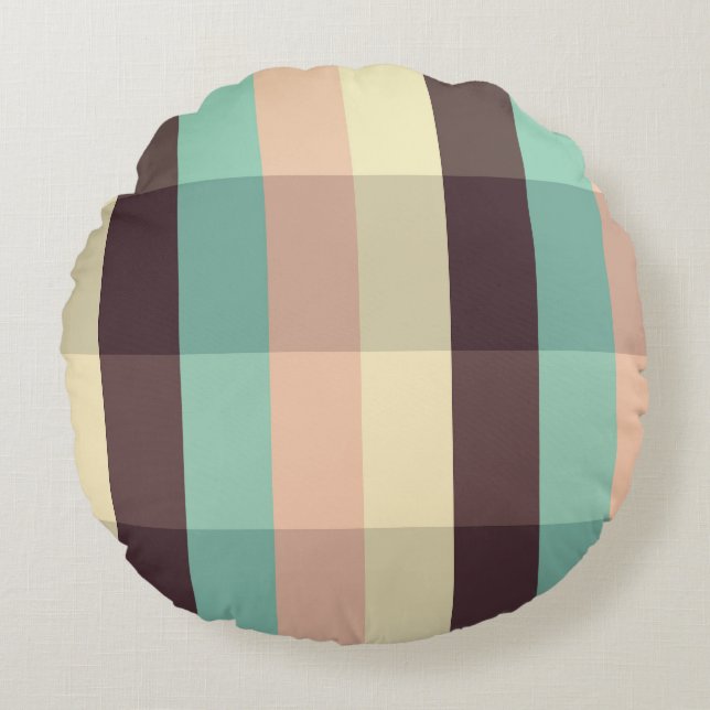 Pastel plaid pattern in  horizontal stripes round pillow (Front)