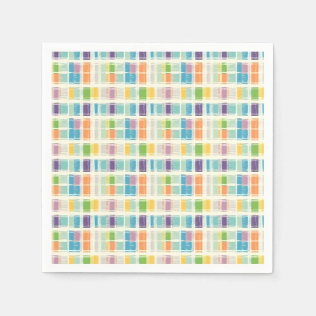 Pastel plaid pattern napkins (Front)