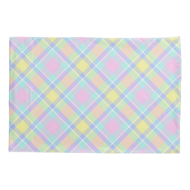 Pastel plaid pillow case (Back)