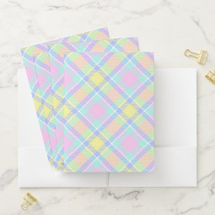 Pastel plaid pocket folder