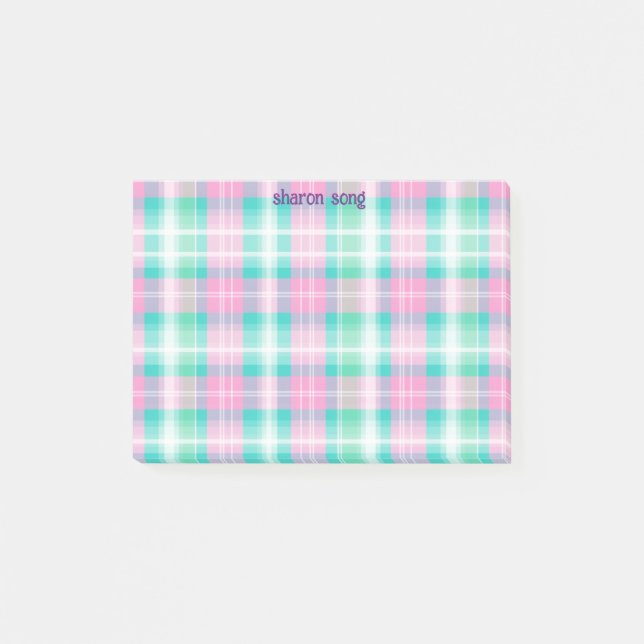 pastel plaid post-it-note post-it notes (Front)