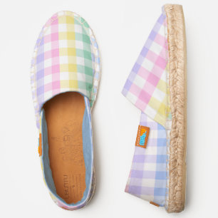 pastel plaid rainbow retro gingham espadrilles