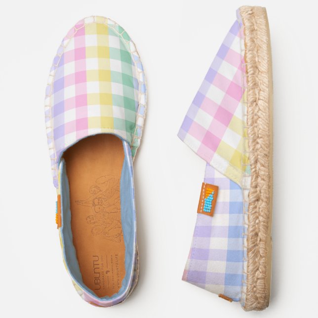 pastel plaid rainbow retro gingham espadrilles (Side)
