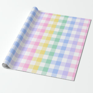 pastel plaid rainbow retro gingham wrapping paper