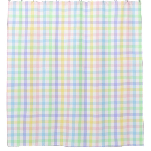 Pastel Plaid Shower Curtain (Front)
