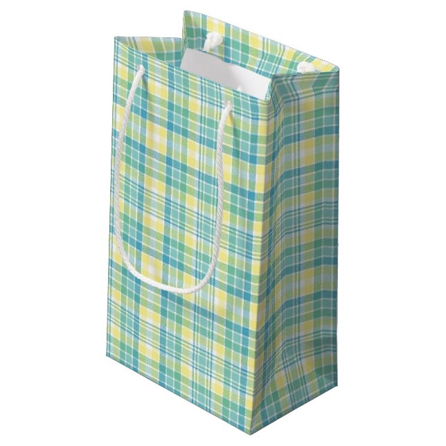 Pastel Plaid Small Gift Bag (Back Angled)