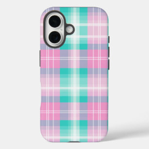 Pastel plaid spring colors pleasing iPhone 16 case