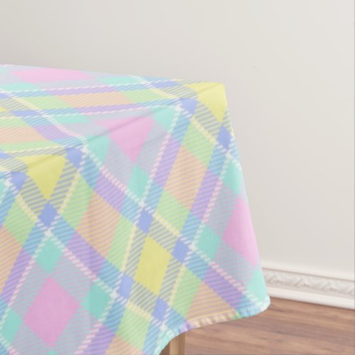 Pastel plaid tablecloth