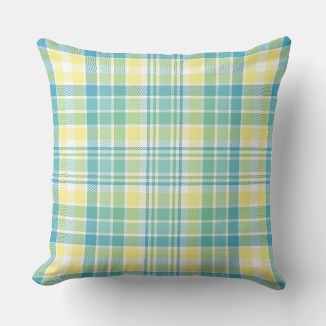 Pastel Plaid Throw Pillow (Front)