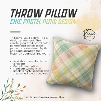 Pastel Plaid Throw Pillow