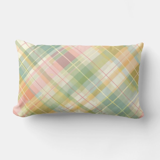 Pastel Plaid Throw Pillow (Front)