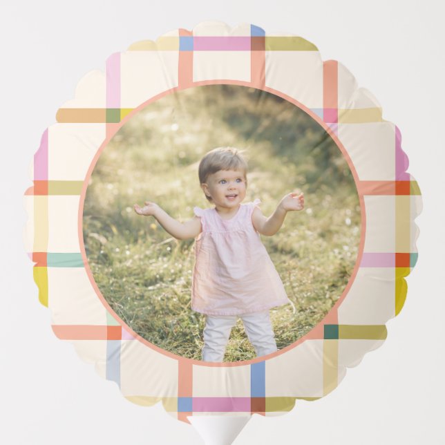 Pastel Plaid "Two Much Fun" 2nd Birthday Custom Balloon (Back)