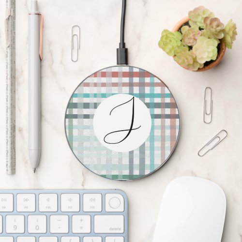Pastel plaid wireless charger 