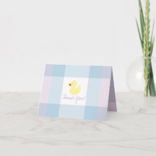 Pastel Plaids-Yellow Rubber Duck Letterpress Thank You Card
