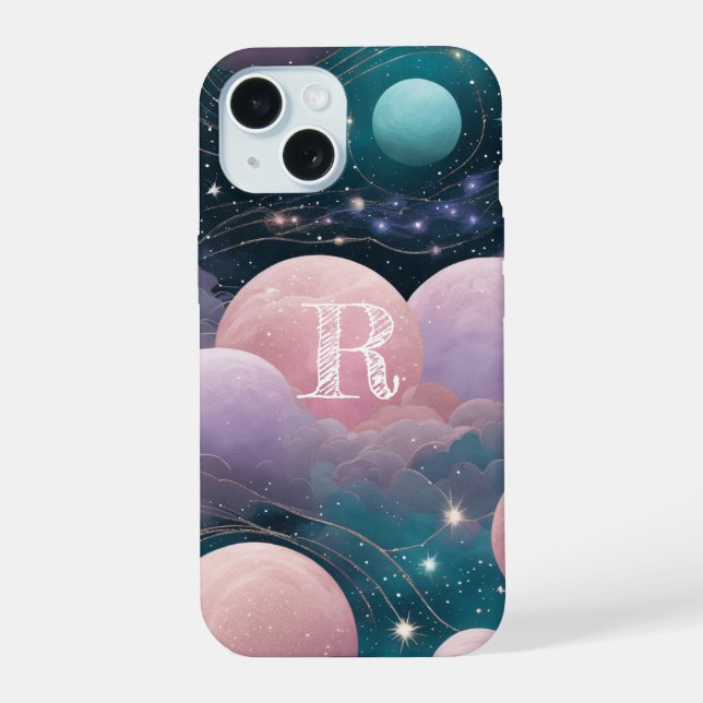 Pastel planets iPhone 15 case (Back)
