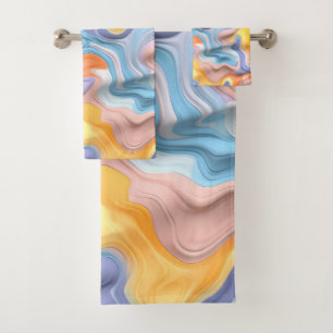 Pastel Plastic Fluid Abstract Bath Towel Set