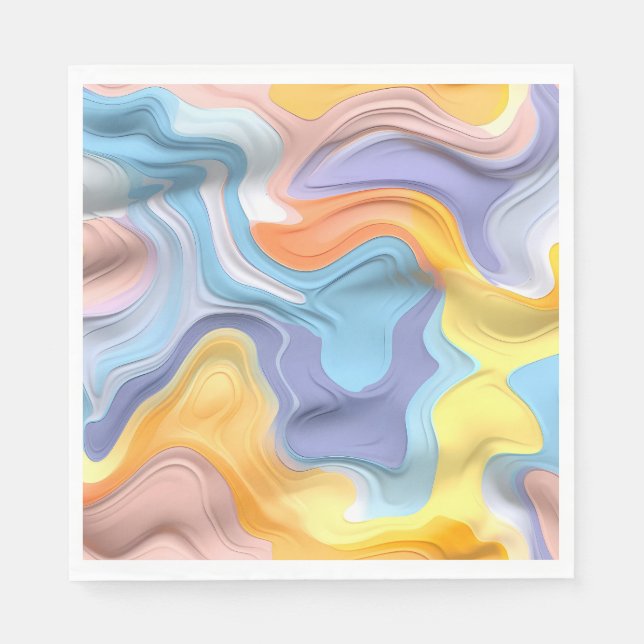Pastel Plastic Fluid Abstract Napkins (Front)