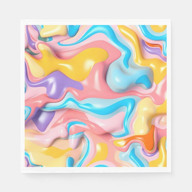 Pastel Plastic Fluid Abstract Napkins (Front)